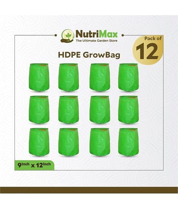 Nutrimax HDPE 200 GSM Growbags 9 inch x 12 inch Pack of 12 Outdoor Plant Bag