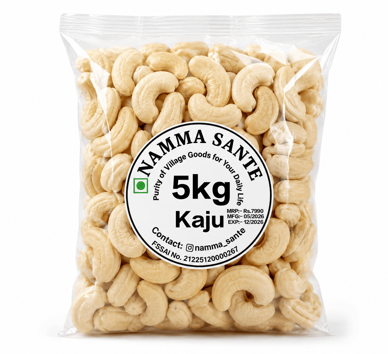 Kaju, Cashew Nuts, Godambi, Mundhiri Paruppu, Jeedipappu 5kg