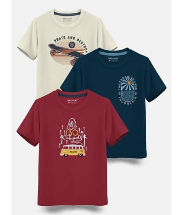 HELLCAT Pack of 1 Boys Cotton Blend T-Shirt ( Multi Color )