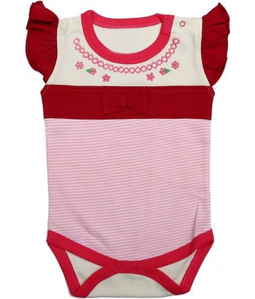 Kaboos White and Pink Colour Cotton Bodysuit for Babies
