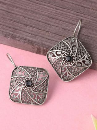Elegant German Silver Hook Earrings – Timeless Style for Every Occasion | Sarichka-Black