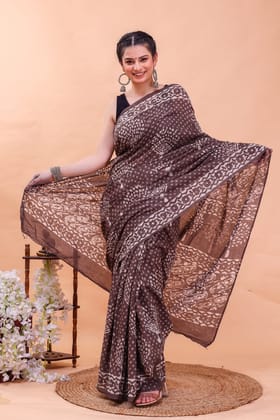 JAIPUR HANDBLOCK PRINT Exclusive collection of Bagru and Dabu handblock printed pure Cotton Mulmul Sarees with blouse piece.