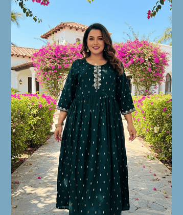 Flavia Creation Women Cotton Gown ( Green )