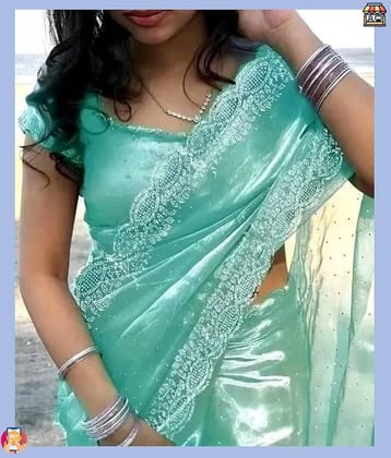 Gullak Jimmy Choo Embellished Regular Saree With Unstitched Blouse Piece ( Green )