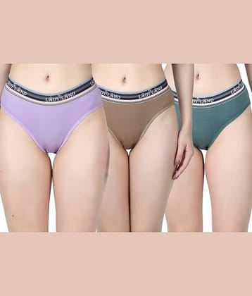 Ladyland Pack of 3 Cotton Lycra Hipster For Women ( Multicolor )