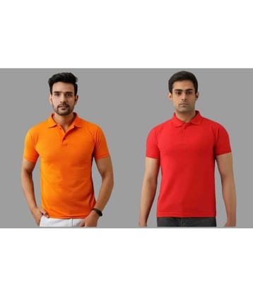 SKYRISE Pack of 2 Cotton Blend Slim Fit Solid Half Sleeves Men's Polo T Shirt ( Multicolor )
