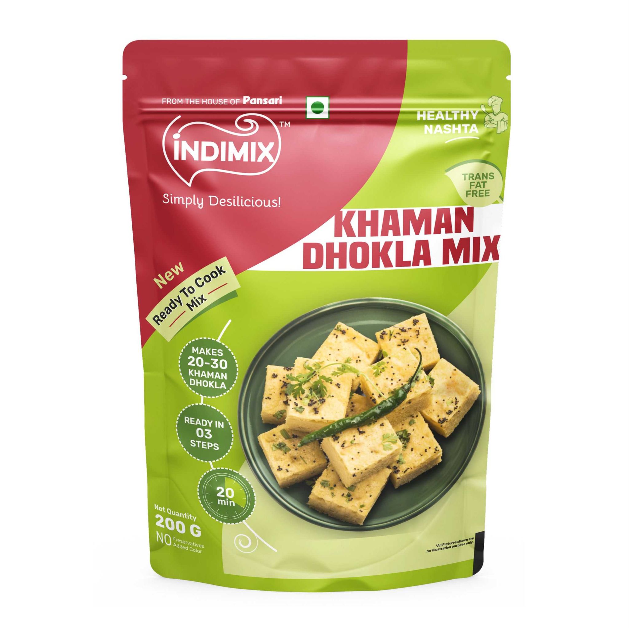 Indimix Ready to Cook Khaman Dhokla Mix - 200g ( Pack of 50 )