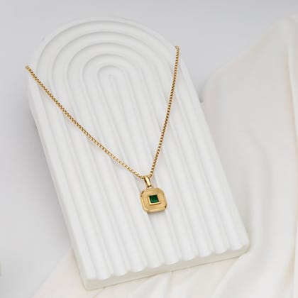 Green Zircon Charm Necklace