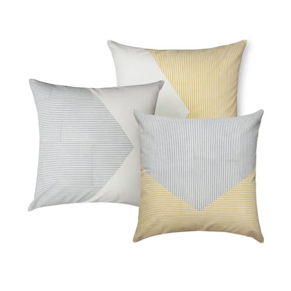 Sunrise Cushion Covers 20x20 - Set of 3-Yellow, Grey & Mixed / 20x20 / 100% Cotton