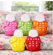 Pack of 5 with 5 Premium Insert Reusable Cloth Diaper Combo (Quick Dry, Washable & Long Lasting Use)//