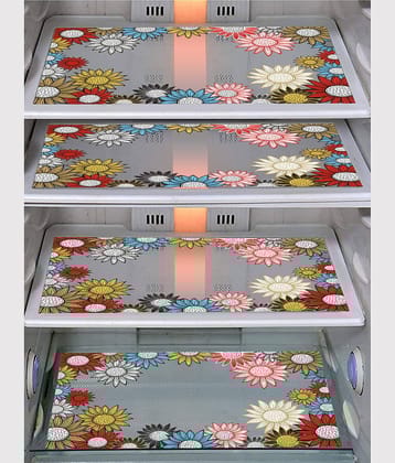 Generic PVC Floral Fridge Mats ( 43 29 ) Pack of 4 - Multicolor
