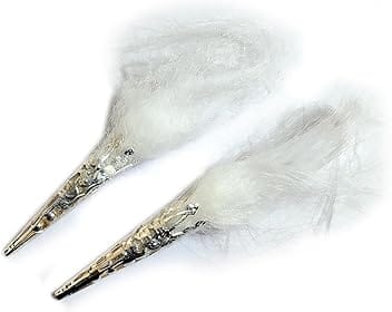 Real Seed Silver Plated Metal White Chawar/Chanwara/Chaur/Chavar Sahib/Sacred Fly Whisk | Size - 3 Inches (1 Pair)