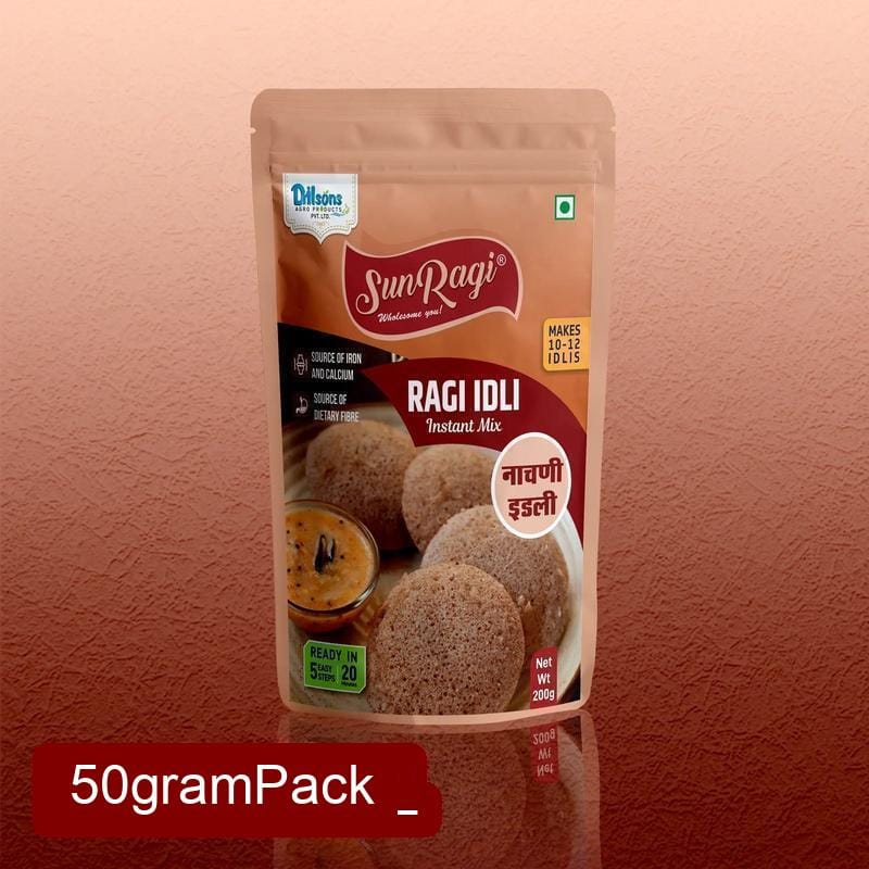 SunRagi Ragi Idli Instant Mix (50g) | Finger Millet Instant Breakfast Mix | Nutritious Single Serving Premix