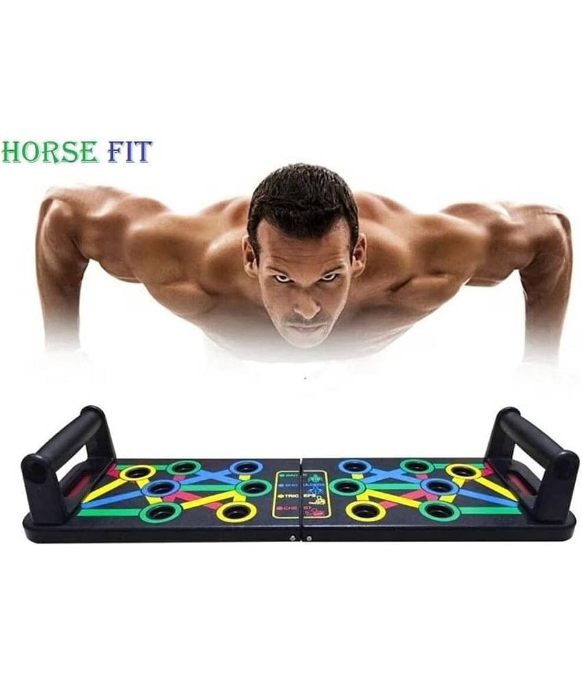 HORSE FIT Push Up Board -with 14-in-one Muscle Toning System, Multifunctional Color Coded Foldable Push up Board for Body For Man & Women