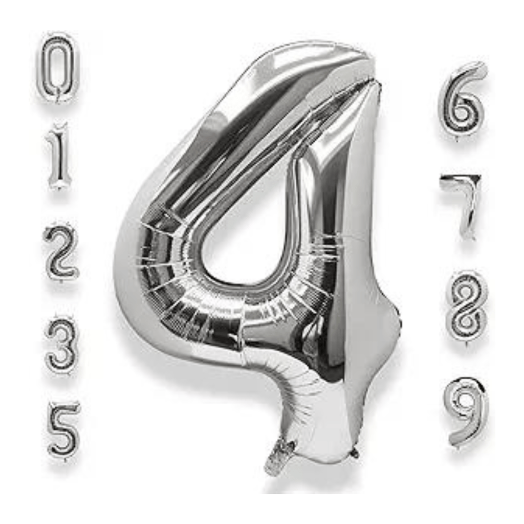 16" Numerical 4 Silver Balloon - Party and Festive Needs | Buy online on ZillyBuy