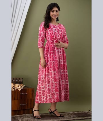 Nevisha Style Pink Cotton Maternity Kurta