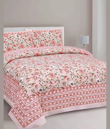 Bombay Spreads Cotton 1 Double King Bedsheet with 2 Pillow Covers ( Peach )