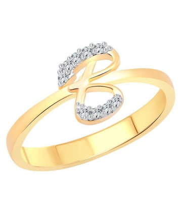 Vighnaharta Initial B Letter (Cz) Gold & Rhodium Plated Ring - 9