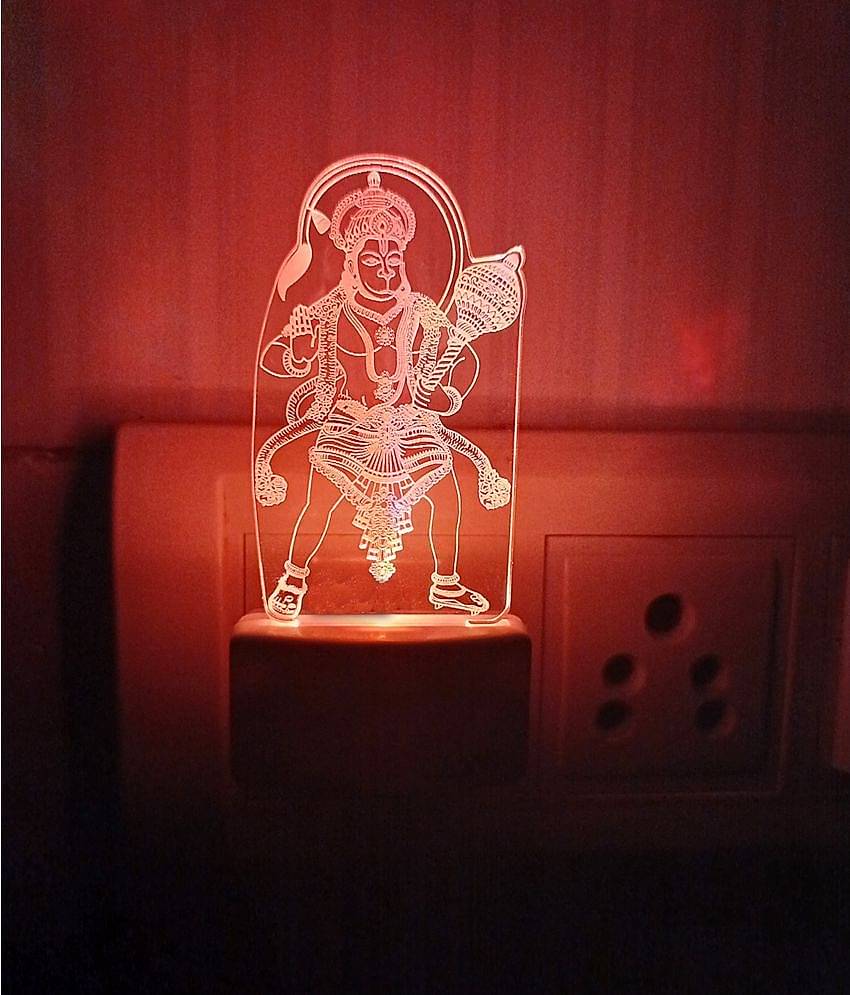 DIONA Night Lamp Hanuman Maruti Bajarangbali LED Bedroom, Mandir, Pooja Room
