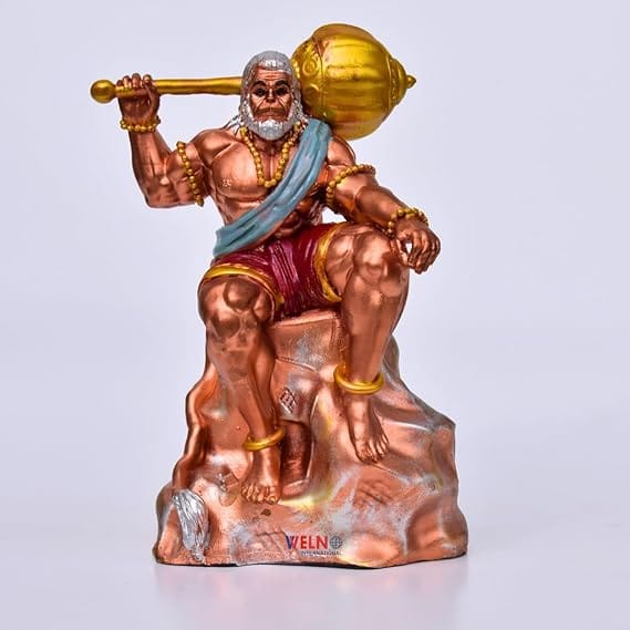 WELNO Bahubali Hanuman Sitting on Mountain Idol Car Dashboard, Home Decor Item Hanuman Murti Statue for Car