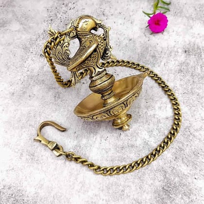 Brass Super Fine Hanging Bird Lamp 6 inch - 27 inch Height | Decorative Brass Bird Lamp for Home Decor
