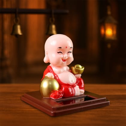 Solar Power Moving Head Buddha Statue Car Ornament (1 Pc / Mix Color)