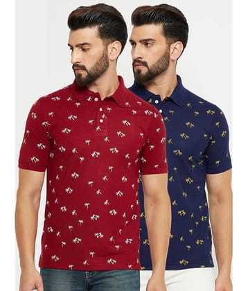 Emerald - Maroon Cotton Blend Regular Fit Men's Polo T Shirt ( Pack of 2 )