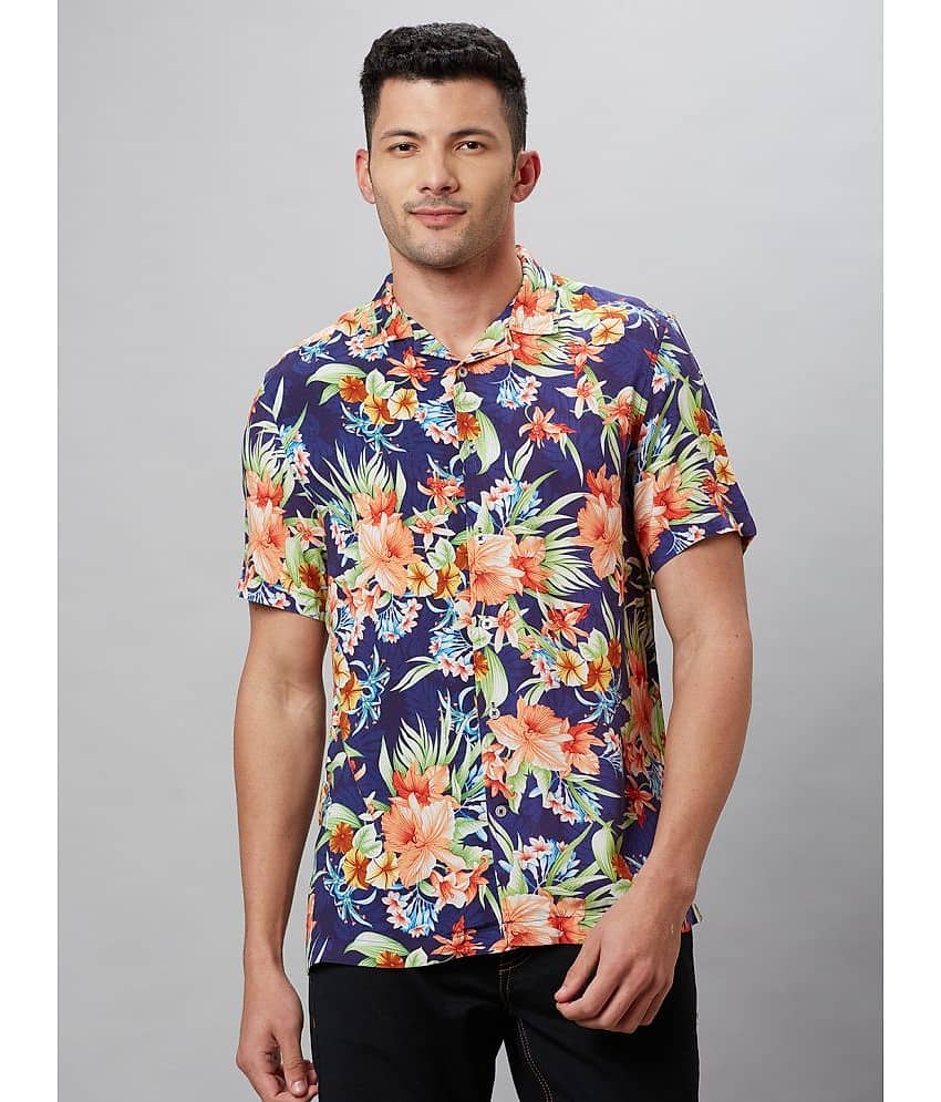 Globus - Navy Blue 100% Cotton Regular Fit Men's Casual Shirt ( Pack of 1 )