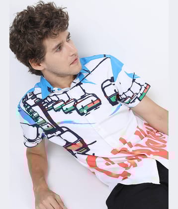 Ketch Polyester Slim Fit Printed Half Sleeves Men's Casual Shirt - White ( Pack of 1 )