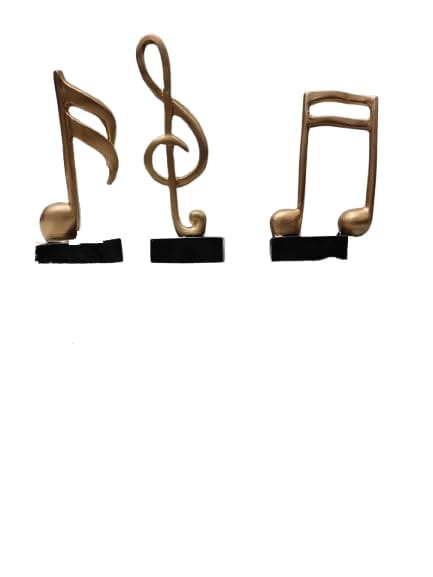 Patwari Arts Home Decorative Showpiece Musical Notes Sculpture Golden Color Resin Art Pieces, Set of 3.