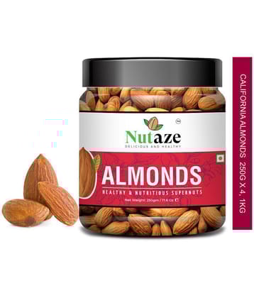 Nutaze California Almonds Badam Giri 1kg, (250g x 4) | Premium Nuts & Dry Fruits | Rich in Protein, Magnesium, Phosphorus, and Dietary Fibre.