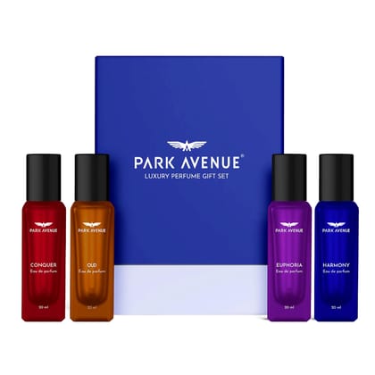 Park Avenue Luxury Perfume Gift Set for Men, 4x20 ml | Euphoria, Conquer, Harmony & Oud Perfume | Eau De Parfum | Premium Luxury Perfume for Corporate Man | Perfume for men Long Lasting Smell Park Avenue Luxury Perfume Gift Set for Men, 4x20 ml | Euphori