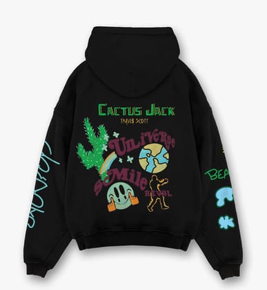 Cactus Jack Designed Oversized Hoodie-S / Black