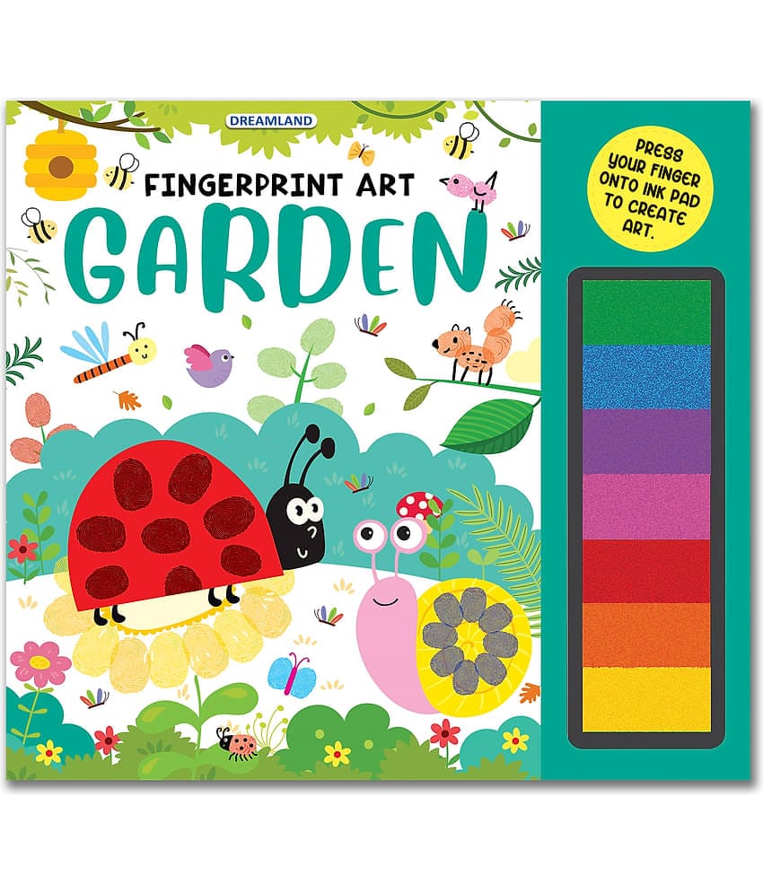 Fingerprint Art Activity Book for Children - Garden with Thumbprint Gadget : Pick and Paint Coloring Activity Book For Kids Fingerprint Colouring Book for Kid