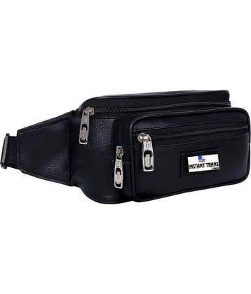TRANSLUGGAGE Leather Black Waist Pouch