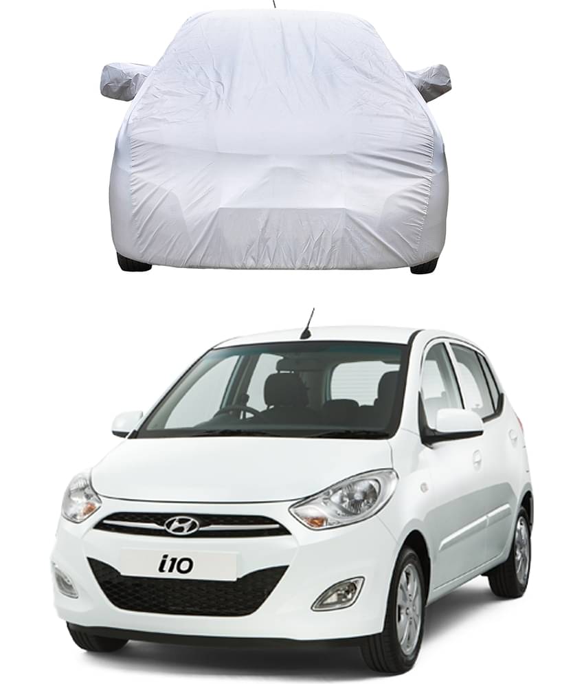 CARNEST Car Body Cover for Hyundai i10 [2007-2010] With Mirror Pocket ( Pack of 1 ) , Silver