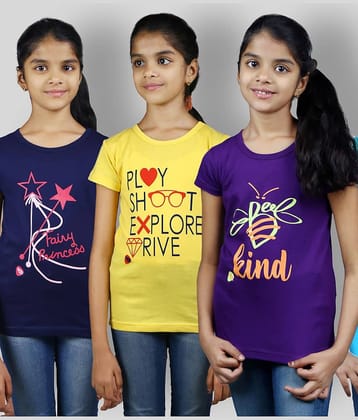 Soft Apparels Pack of 5 Girls 100% Cotton T-Shirts ( Multi )