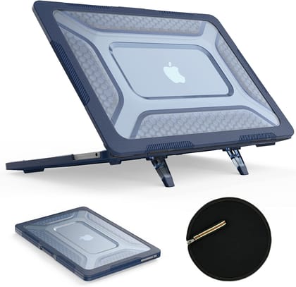 Hi-Lite Essentials Rugged Armour Hard Shell Case Cover for Apple MacBook Pro 14'' A2918 A2992 m3/ A2779 m2/ A2442 m1 2023/2022/2021 (Keyboard Guard Free Inside)-Blue