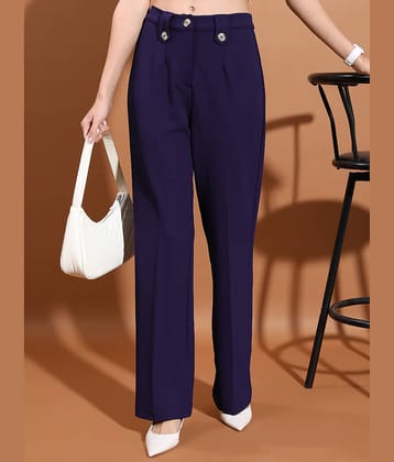 Ketch Navy Polyester Regular Women's Casual Pants ( Pack of 1 )