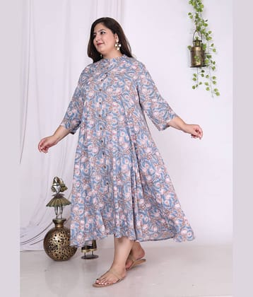 Swasti Cotton Blend Printed Anarkali Women's Kurti - Green ( Pack of 1 )