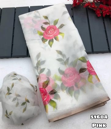 Organza Floral Blouse with Foil Outline