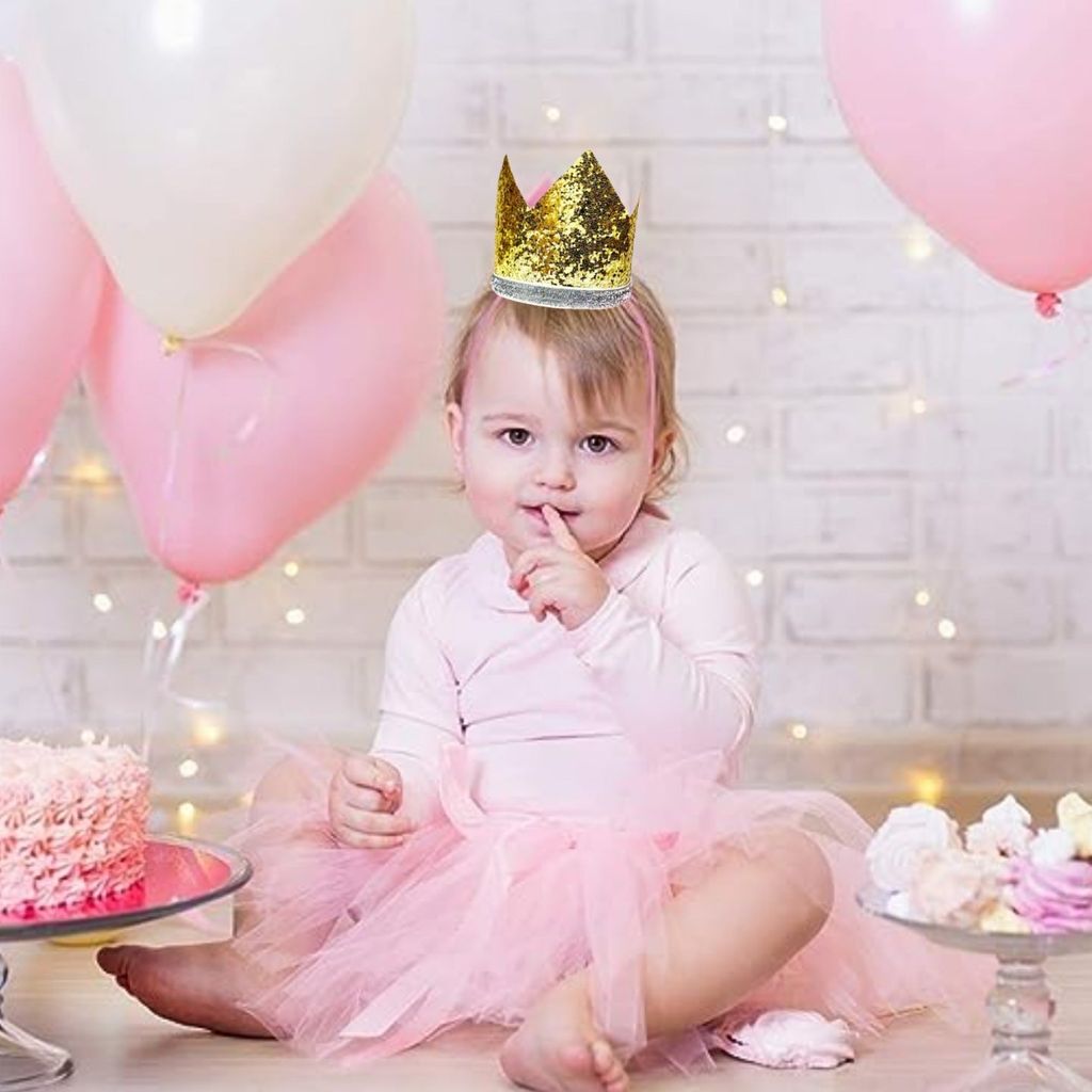 Kids Crown Gold Cap w/Pull Elastic & Customizable