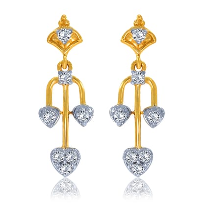 Senco Gold 14K Yellow Gold Love Spark Diamond Drop Earrings (Gold Weight -  1.4 g / 0.14 Ct / GH-VS-SI)