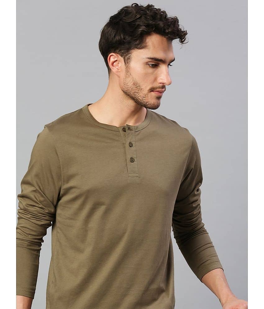 Dennis Lingo Pack of 1 100% Cotton Slim Fit Men's T-Shirt ( Olive )