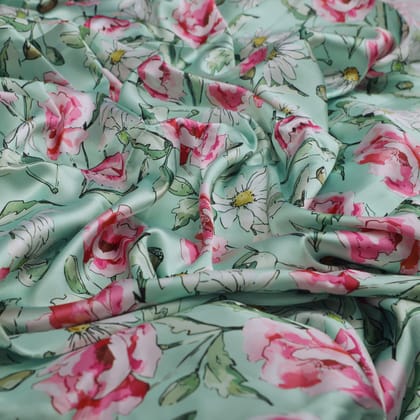 Pink Floral Print on Japan Satin