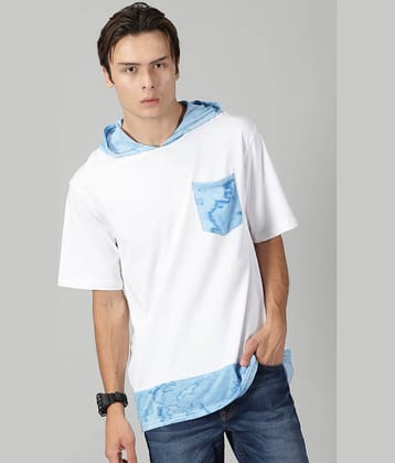 RodZen Cotton Blend Oversized Fit Colorblock Half Sleeves Men's Hooded T-Shirt - Multicolor ( Pack of 1 )