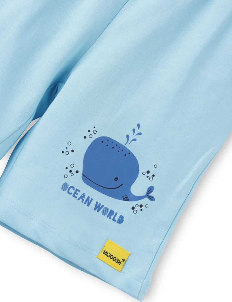 Premium Kids Girls Shorts Cotton French Terry Atomizer Blue Baby Shark 2025 at ShopCircuit | OND