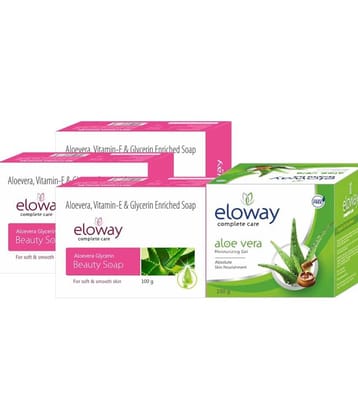 Eloway Beauty Combo Pack of 4- (3) Beauty Soap (100g) and Aloevera Gel (100g)