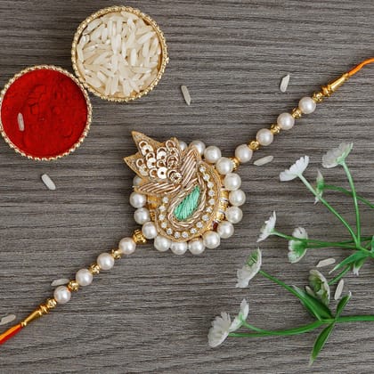 Designer Rakhi and Roli Chawal Pack