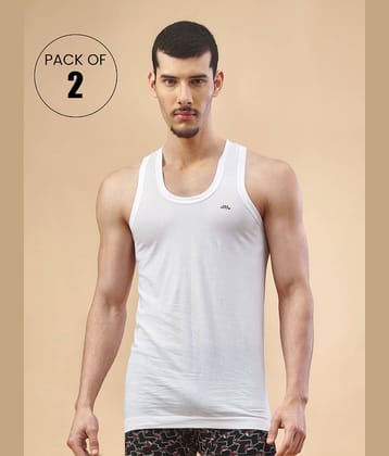 Lux Nitro Pack of 2 Cotton Basic Vest For Men ( White )
